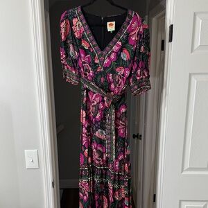 FARM Rio Pink and Green Floral Maxi Dress
